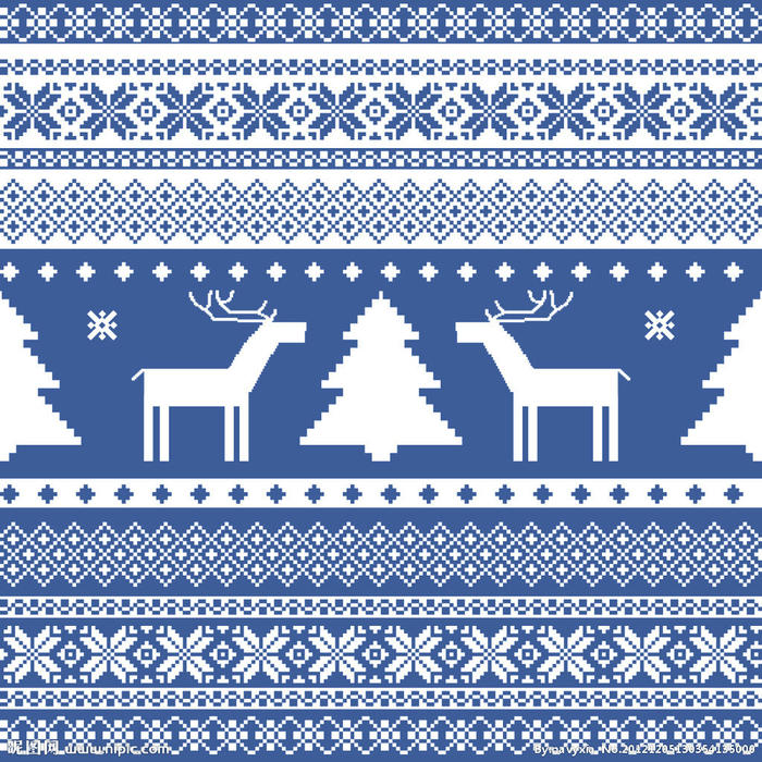 圣诞节编织 麋鹿圣诞树提花图案