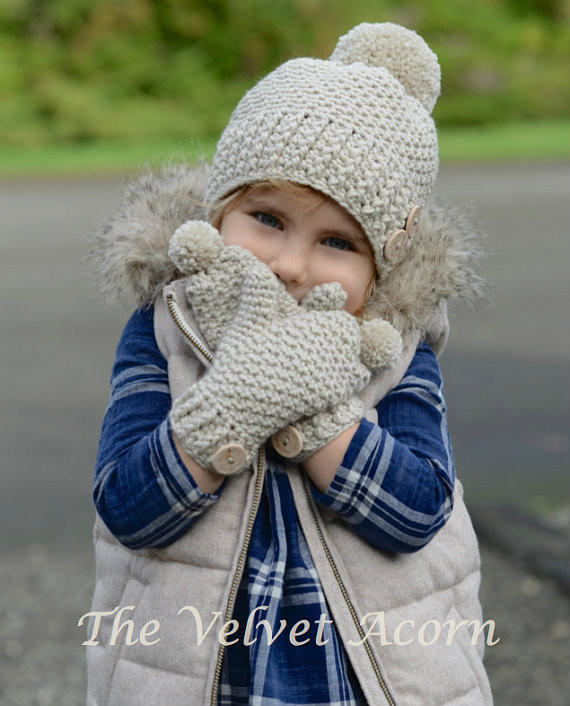 Heidi May编织作品 朴实自然暖暖的儿童帽子手套套装