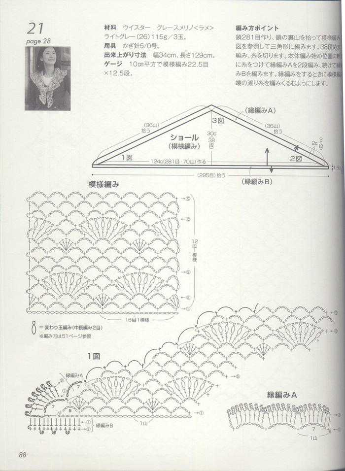 鉤針編織鏤空三角披肩