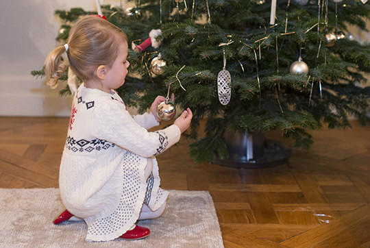 瑞典埃斯特拉公主圣诞麋鹿图案麻花毛线连衣裙