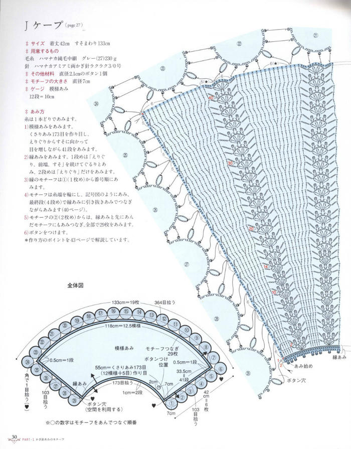 女士鉤針圓形剪接披肩