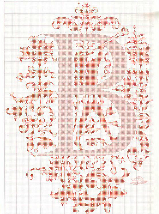 毛衣编织图案之棒针字母B钩针字母B