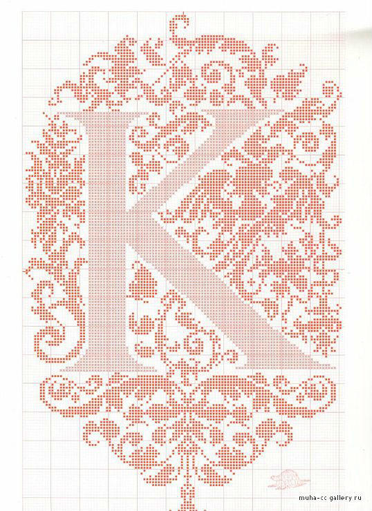 毛衣编织图案之棒针字母K钩针字母K
