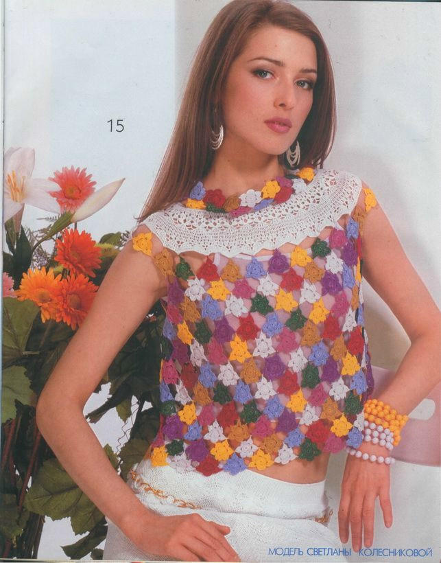 国外编织杂志中的拼花美衣款式欣赏