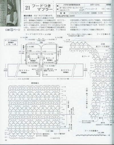 钩针连帽围巾图解