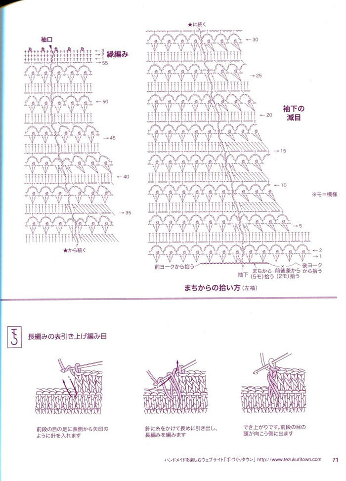 5款经典从领口往下钩女士钩针开衫图解