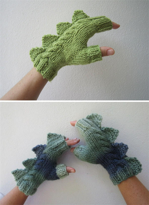 毛线编织恐龙手套