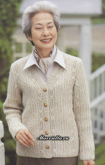 中老年棒针V领毛衣
