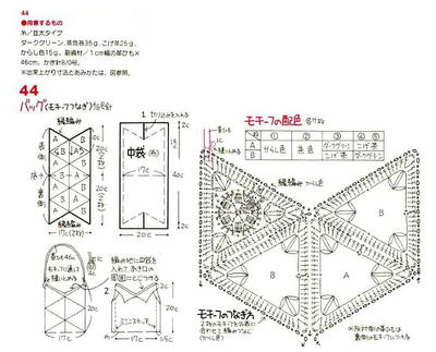 钩针拼花包图解
