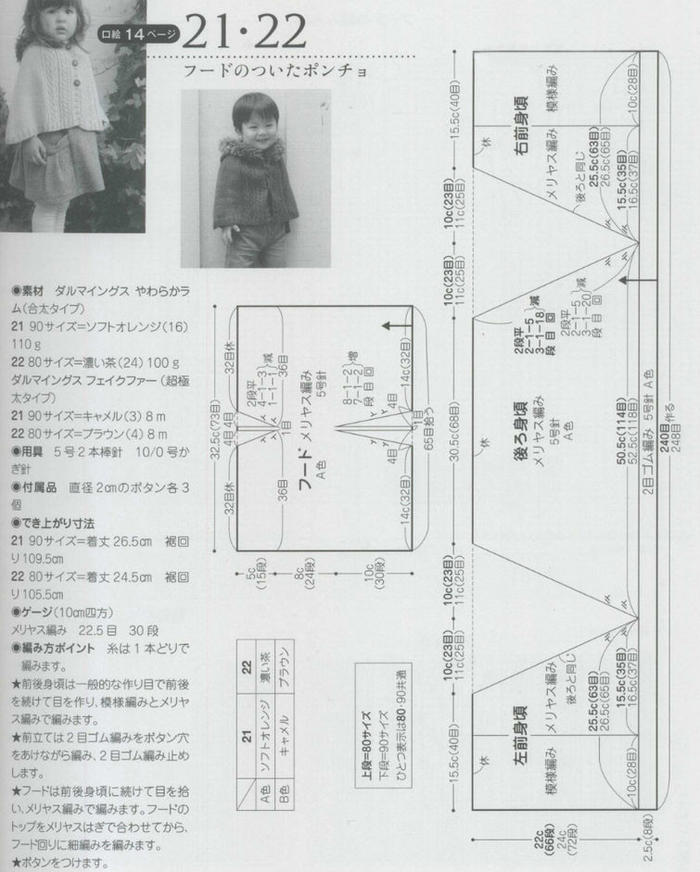 寶寶棒針斗篷圖解