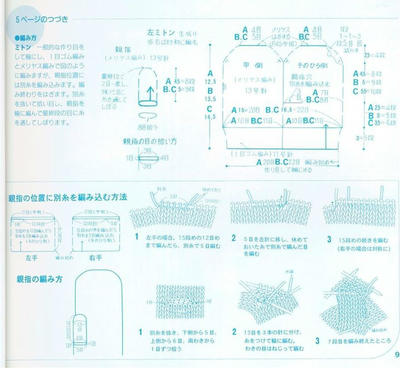 棒针连指手套图解