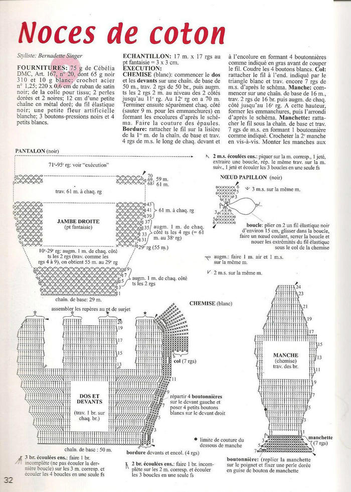 芭比的時(shí)尚復(fù)古現(xiàn)代裝 鉤針娃娃服飾編織圖解