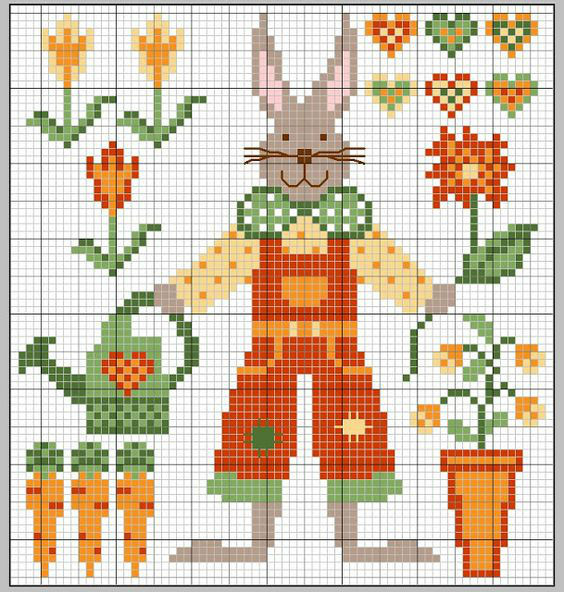 用色彩造梦兔兔图案(5-2)可爱简单手工毛衣图案儿童毛衣卡通兔图案系列