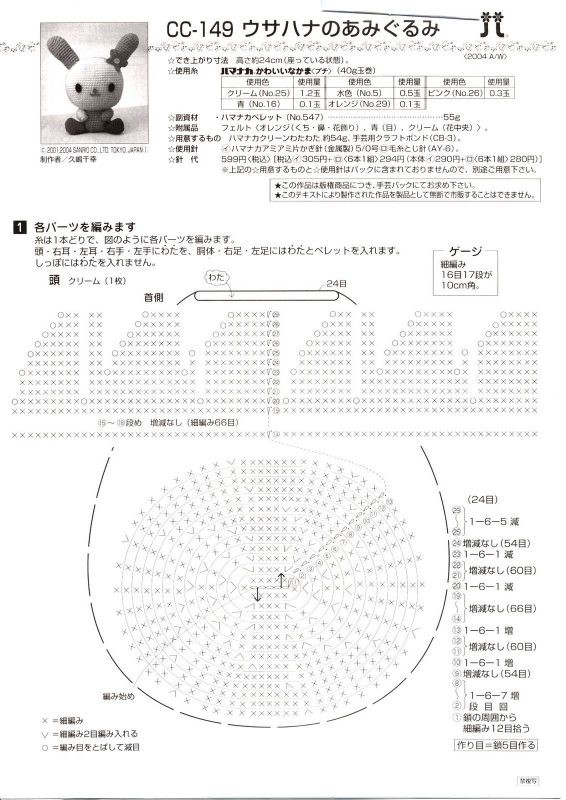 鉤針彩虹兔圖解
