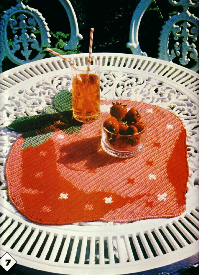 草莓钩针餐垫