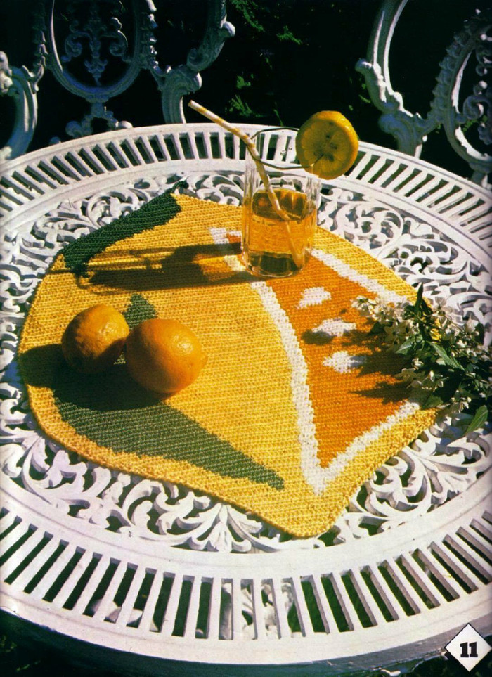 柠檬钩针餐垫