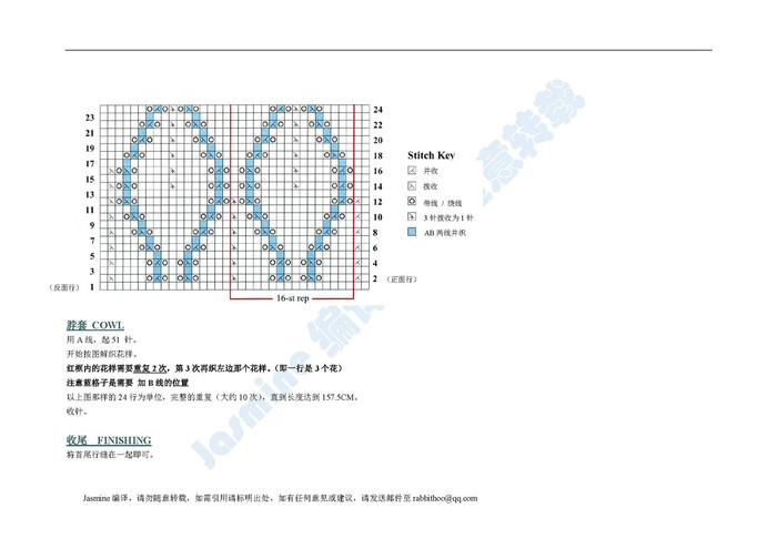 Thick and Thin Leaf Lace Cowl林中清泉 VK款流線形花樣棒針鏤空花圍脖