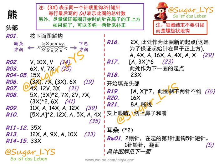 貴婦熊 很貴氣鉤針小熊玩偶翻譯圖解