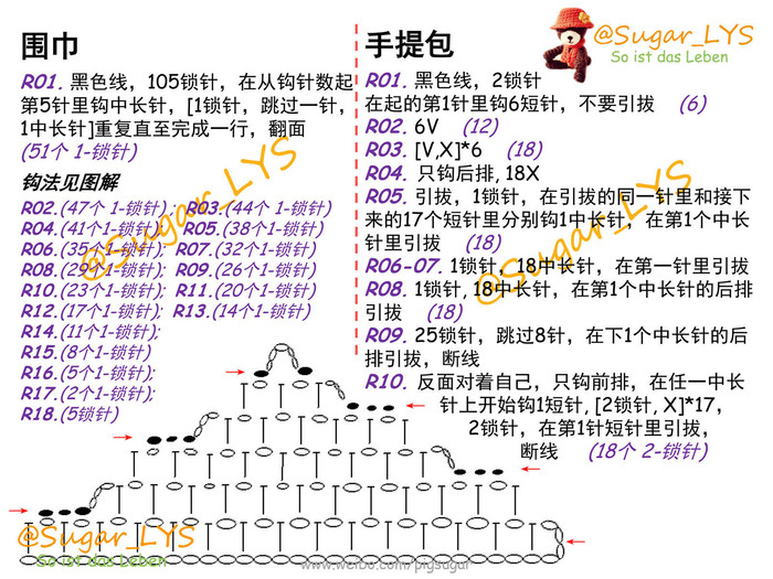 貴婦熊 很貴氣鉤針小熊玩偶翻譯圖解