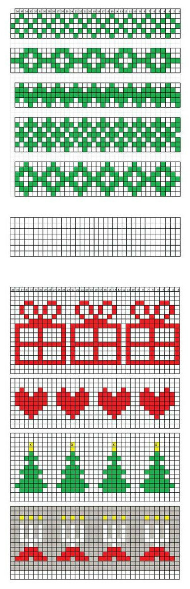 充滿節(jié)日氛圍的一組圣誕主題編織圖案