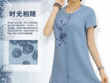2015夏季新款寬松套頭中老年媽媽女裝短袖襯衫中長款亞麻女式襯衣138，00元