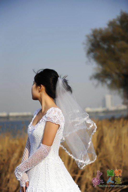 毛线编织美丽的婚纱 多图