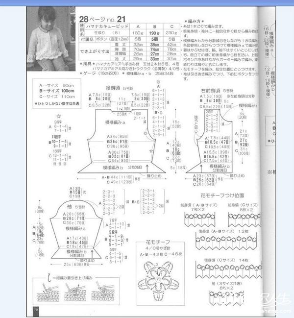 花儿朵朵儿童长袖开衫毛衣外套 适合2岁左右宝宝毛衣图解