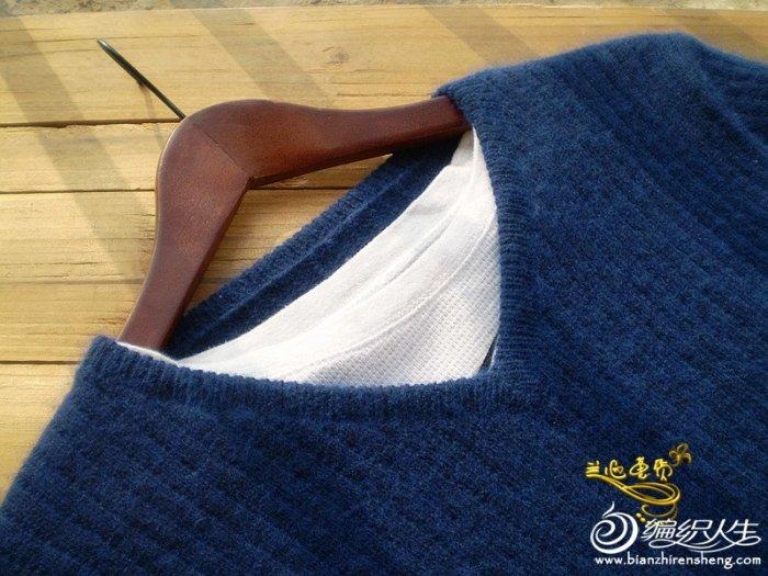 男士小V领休闲羊绒衫深蓝 男士毛衣简单编织教程