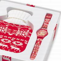 SWATCH斯沃琪限量版圣诞系列腕表：红色编织