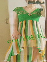 绿野流雲 钩织布结合亚麻美雪纺美裙教程