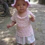 一岁左右粉可爱小小葱衣 钩针编织婴幼儿童装