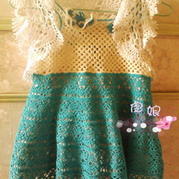 2-3岁女童钩编服饰套装 背带葱裙加桌布衣