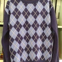 紫菱格男士手工棒针编织羊绒衫