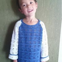 4岁男孩恐龙图案长袖钩衣 钩针编织儿童毛衣