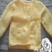 1-2岁粉嫩小熊宝宝毛衣 棒针编织儿童开衫毛衣