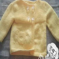 1-2岁粉嫩小熊宝宝毛衣 棒针编织儿童开衫毛衣