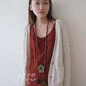 可愛(ài)慵懶風(fēng)珠珠紗棒針編織女士開(kāi)衫
