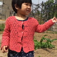 4歲女童鉤針拼花長袖開衫