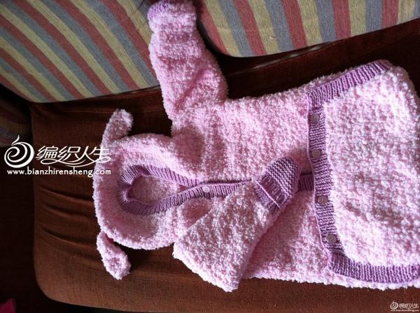 长绒线棒针编织兔装婴儿睡袋