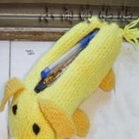 可爱棒针编织玉米猪笔袋