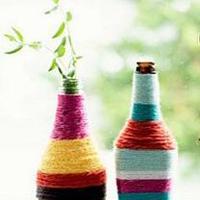 毛线DIY酒瓶变波西米亚风格花瓶