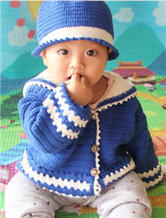 婴幼儿钩针编织海军服及帽子