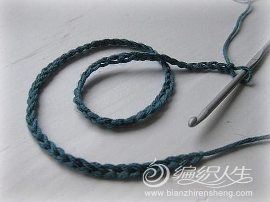 首先起编织针，到您想要花瓣大小的长度即可。
