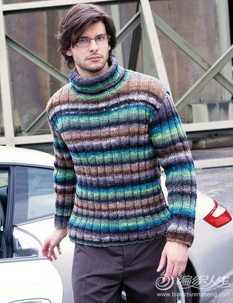 2015年酷毙了的棒针编织男士毛衣款式