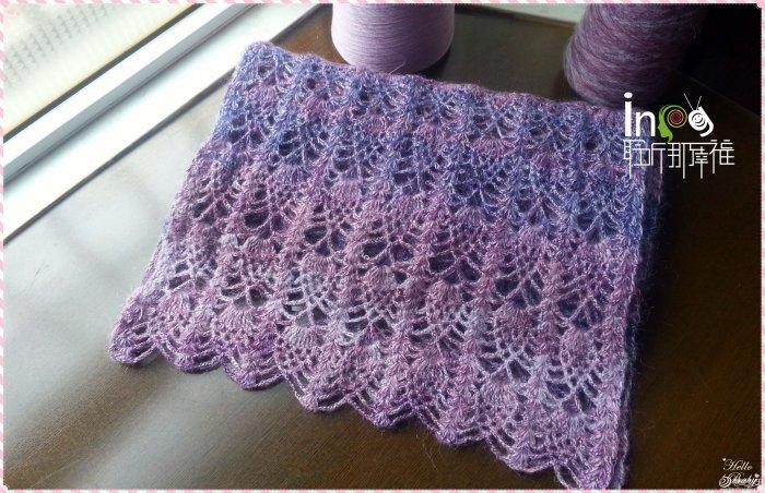 钩针炫紫菠萝花围巾
