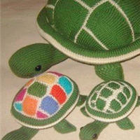 棒針織彩色烏龜 大中小三種型號的織法教程