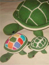 棒针织彩色乌龟 大中小三种型号的织法教程