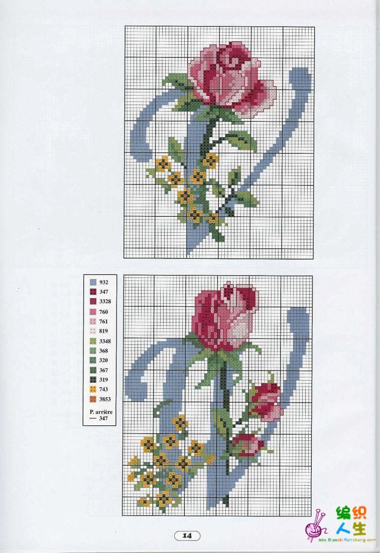 花式字母配色图案（玫瑰）