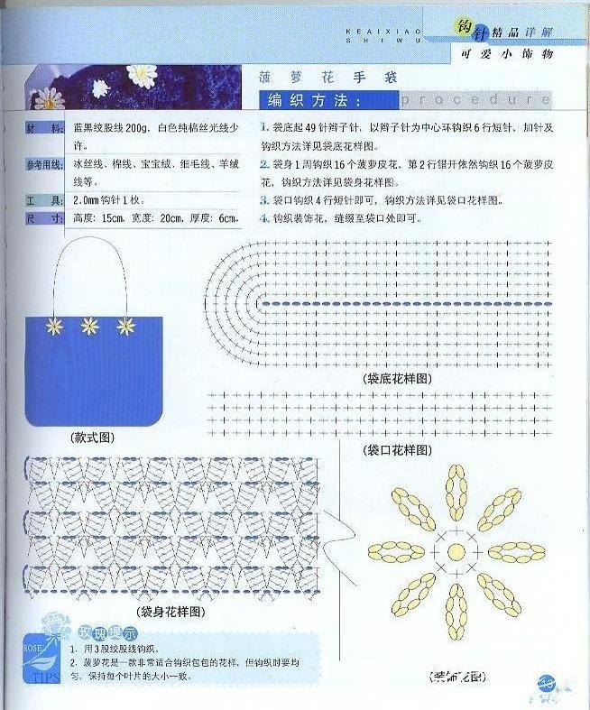 用鉤針編織菠蘿花手袋的教程圖解