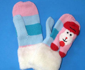 可爱动物造型的毛线手套作品